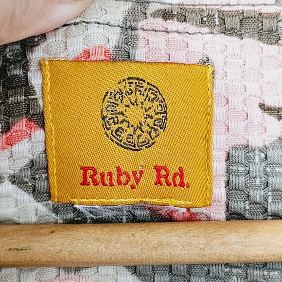 Ruby Rd. Womens Textured Floral Jacket Button Front & 3/4 Sleeves Sz M《919》J - Picture 5 of 6